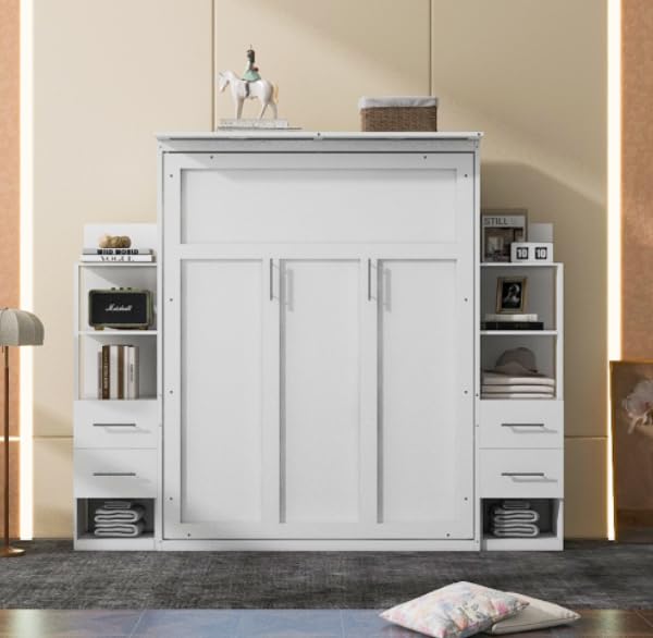 Gray Queen Size Wood Murphy Bed with LED Lights T81394