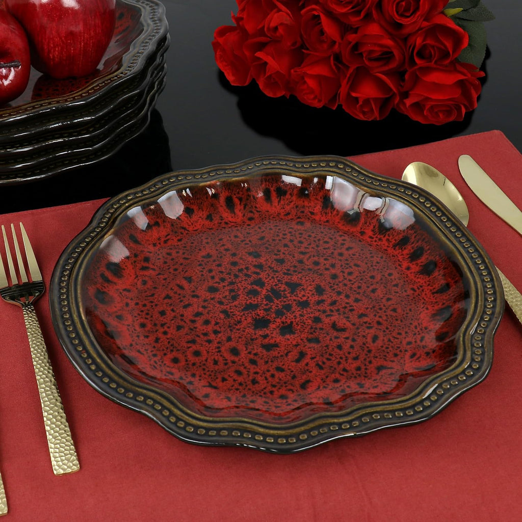 6 Piece Stoneware Dinner Plate Set Red B6918
