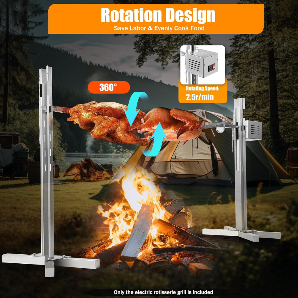 53" Electric Rotisserie Grill with Adjustable Height Stainless Steel U965
