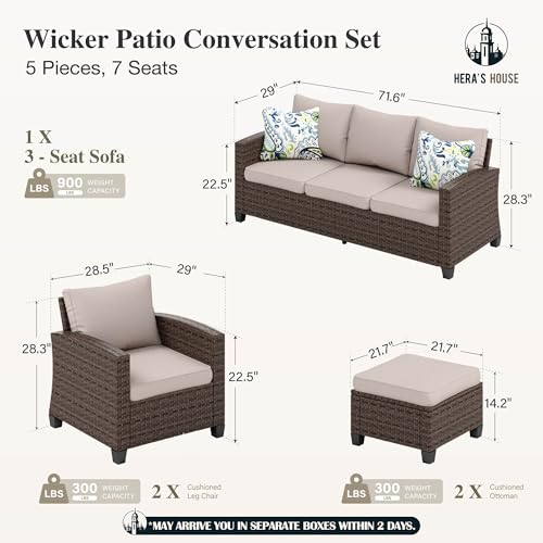 6 Pieces 7 Seats Wicker Patio Furniture Set with Fire Pit Table P28969