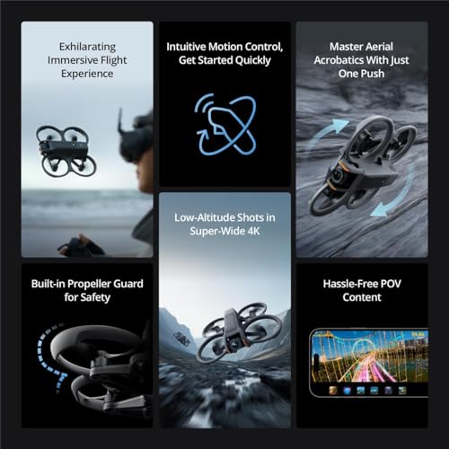 FPV Drone with Camera 4K, Built-in Propeller Guard, Goggles 3 and RC Motion 3 Included, Black E33395