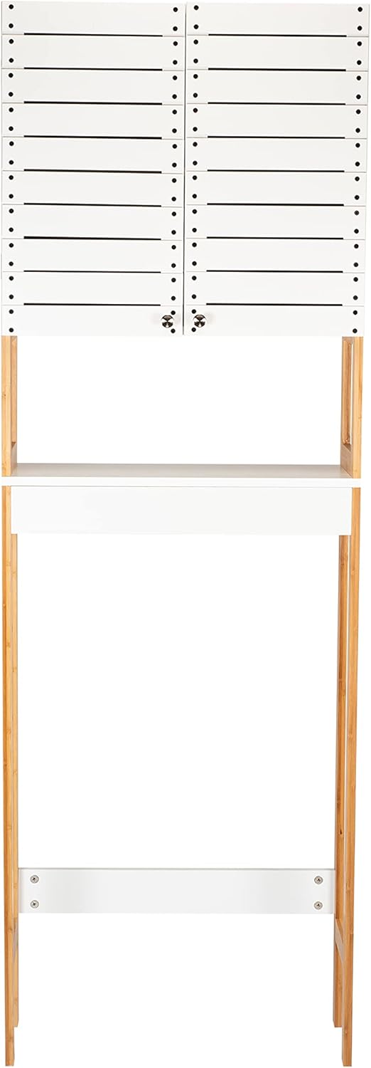White Bamboo 3 Shelf Over The Toilet Cabinet H73992