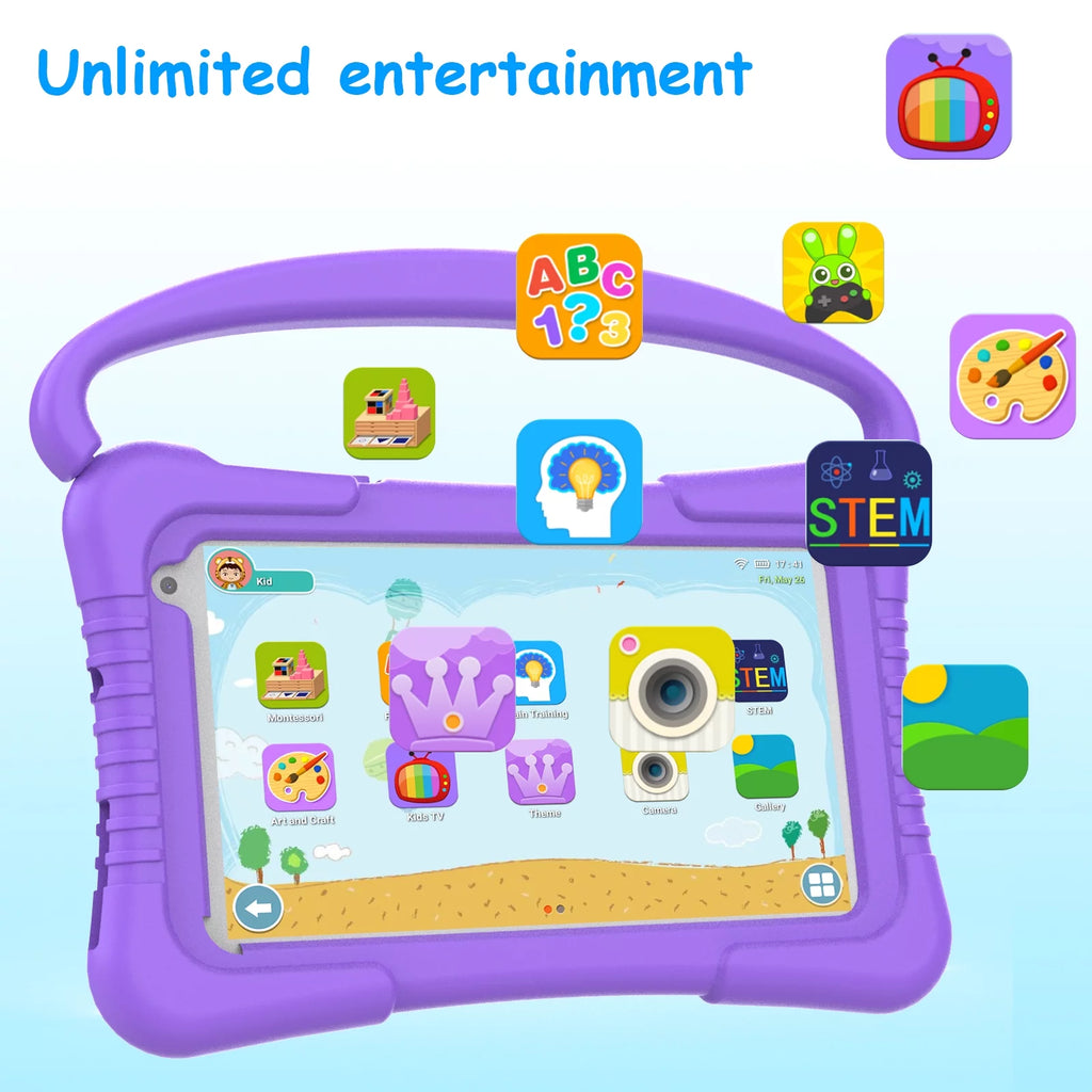 Purple 7 inch Android 11 Tablet with Silicone Case P337