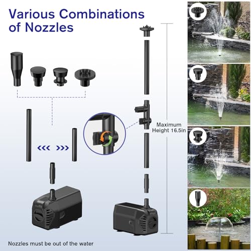 30W Solar Pond Pump 430GPH with Diverter Valve & 6.6 FT Tubing S3605