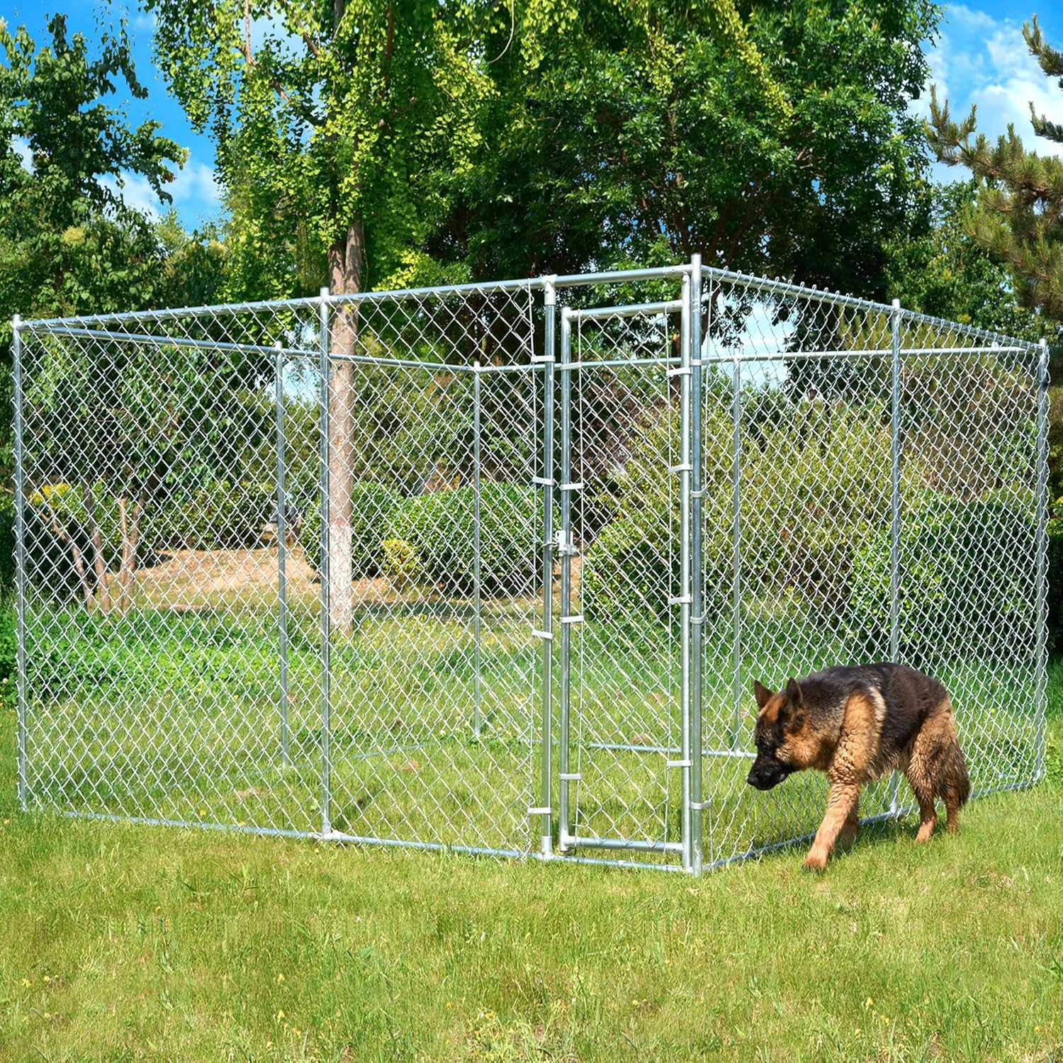 Large Dog Kennel Outdoor Heavy Duty Galvanized Chain Link Metal Dog Pen Enclosure L280