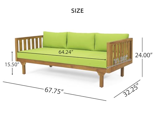 Grey Acacia Wood 3 Seater Daybed with Cushions Z687525