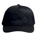 Corteiz Vintage All-Black Trucker Hat with Tonal Script and Star Graphic