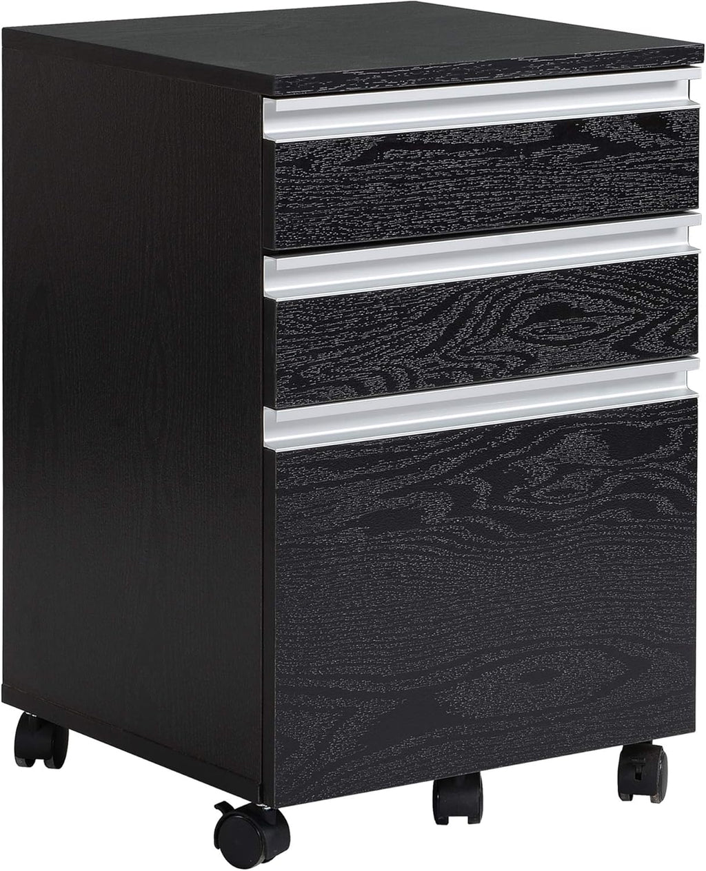 3-Drawer Mobile File Cabinet Rolling Organizer, Brown Wood Grain Q681