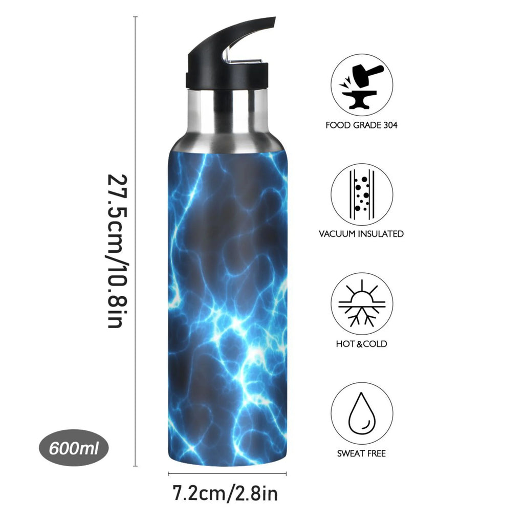 Dark Blue 20 OZ Stainless Steel Vacuum Insulated Water Bottle with Straw Lid G648739