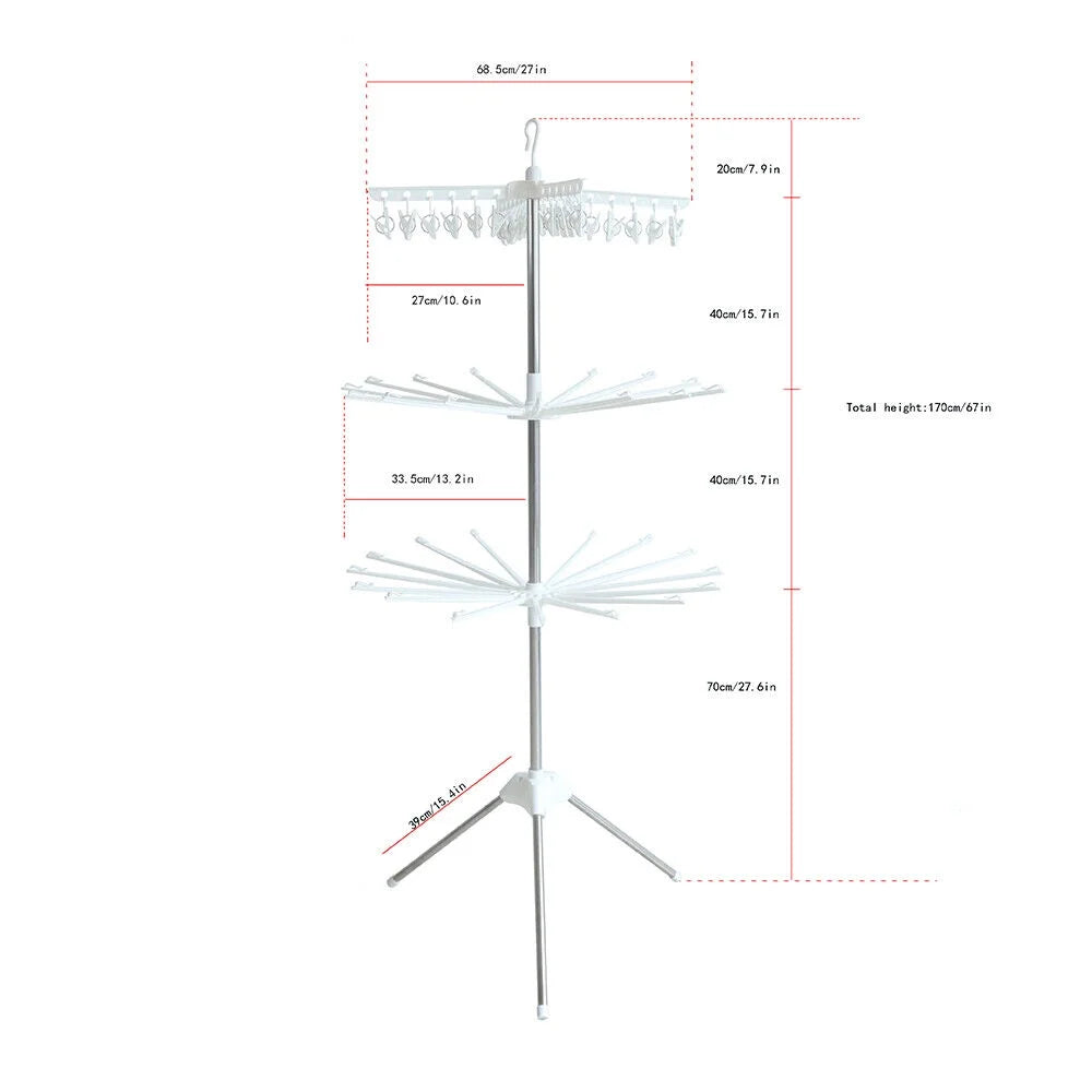 Folding 360° Rotation Clothes Drying Rack Tripod Laundry Hanger Stand J26352