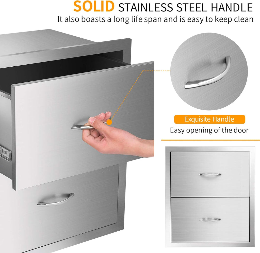 Stainless Steel 2-Layer Barbecue Drawers with Handles T8162