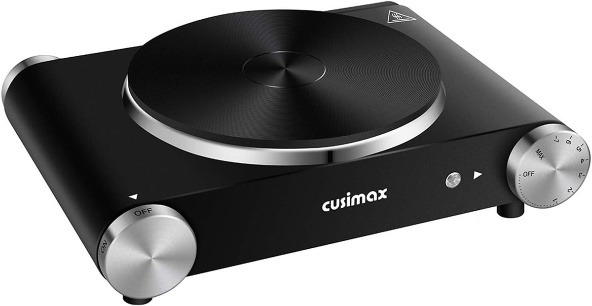 Double Hot Plates Electric Cooktop, Cast Iron, Black Stainless Steel, Pack of 2 F8222