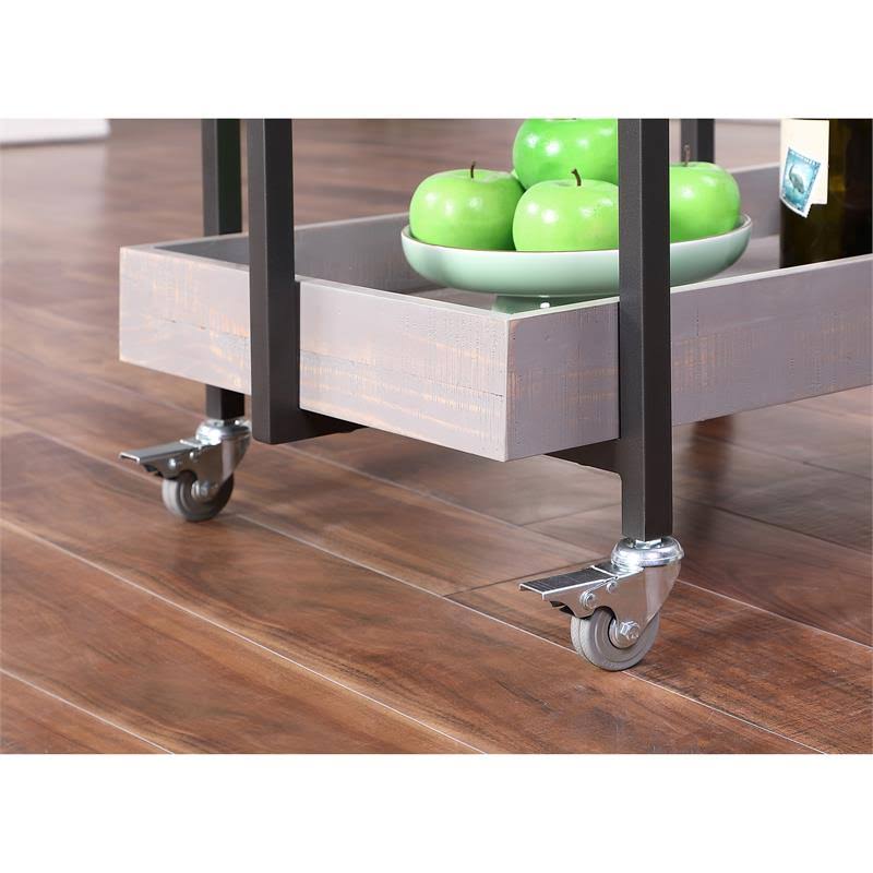 Antique Gray Wood Serving Cart J78678