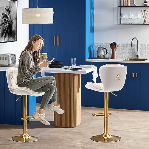 Swivel Barstools Set of 4 Velvet Upholstered Adjustable Stool Chair C80032