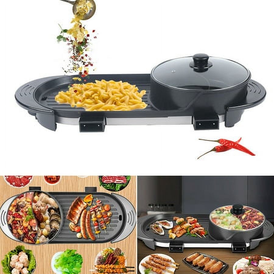 2in1 Electric Non-Stick Grill Hot Pot BBQ Soup Shabu Pot 2.2KW L2237