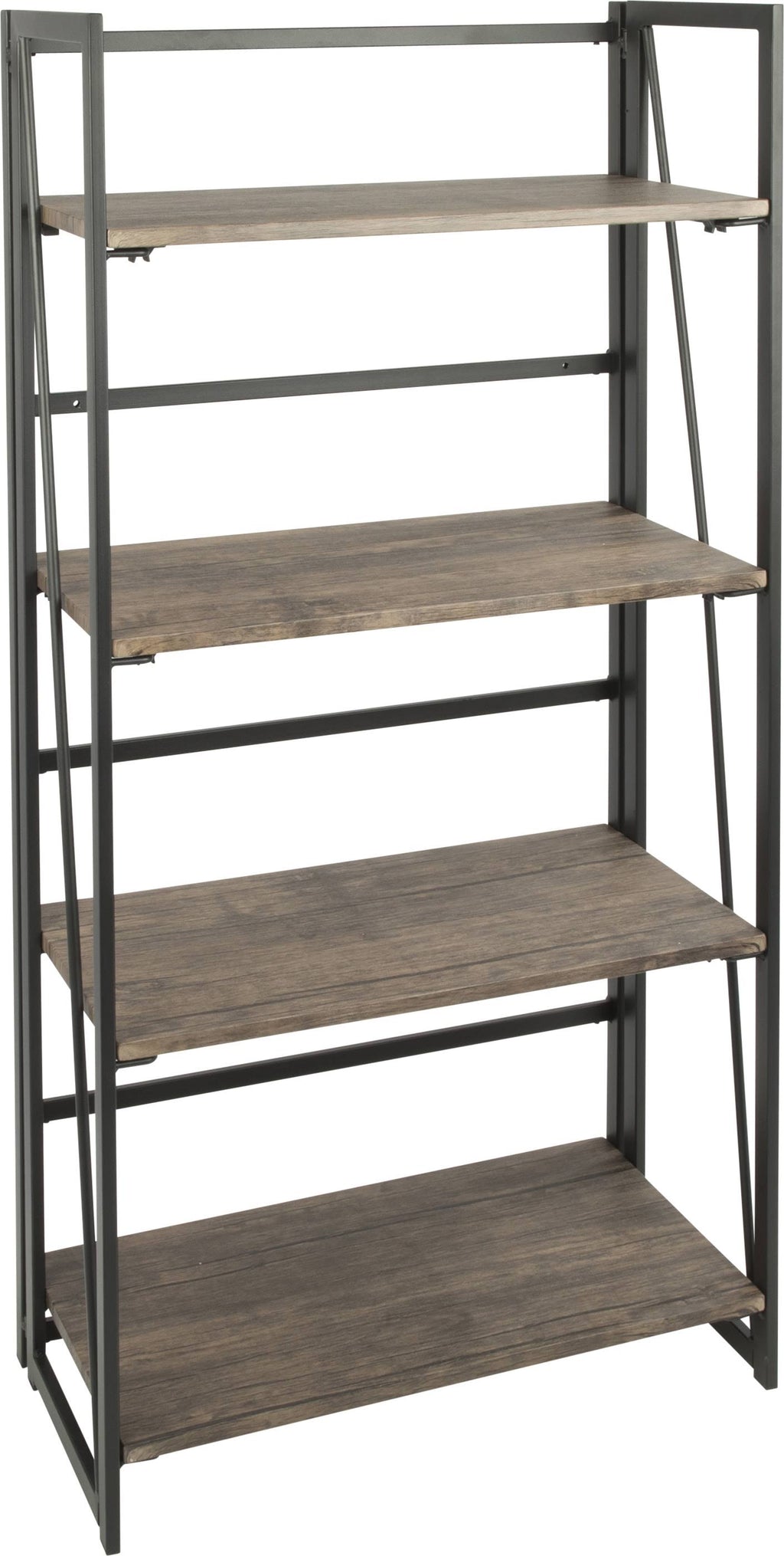 Black Metal and Wood Industrial Bookcase B321