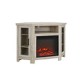 White Oak Wood Media Cabinet with Fireplace T424