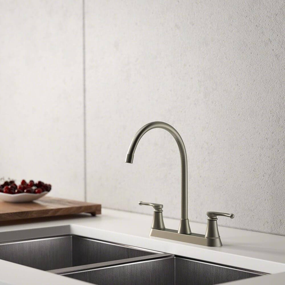 Brushed Nickel Double Handle Kitchen Faucet A3997