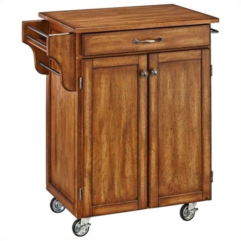 Wood Top Kitchen Cart in Warm Oak P1639