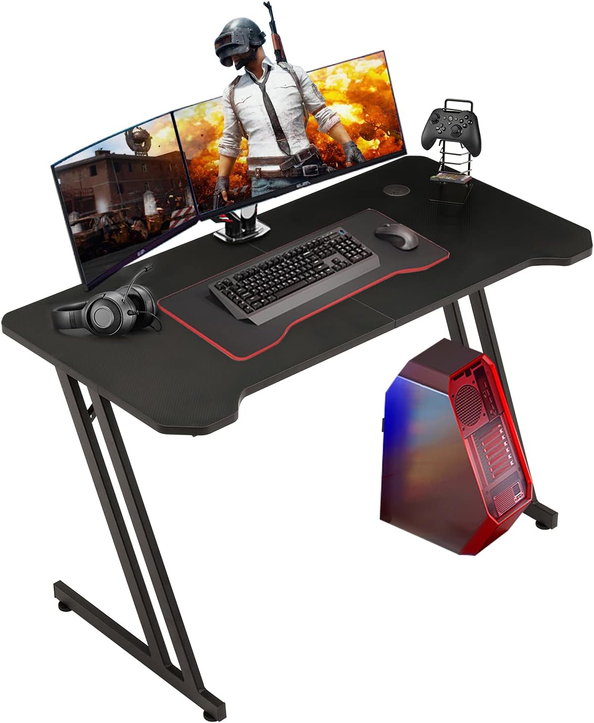 47 Ergonomic Z Shape Computer Desk with Carbon Fiber Surface A4809