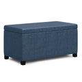 Denim Blue Faux Leather Storage Ottoman Bench Z43906