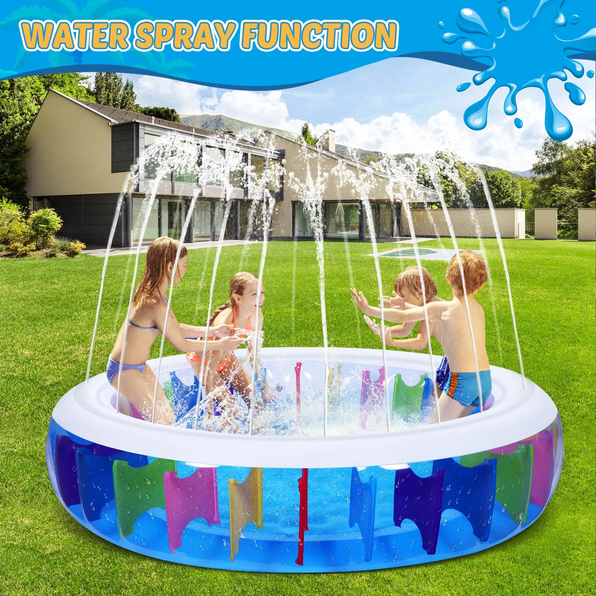 Inflatable PVC Pool with Sprinkler 180 x 180 x 40 cm K686