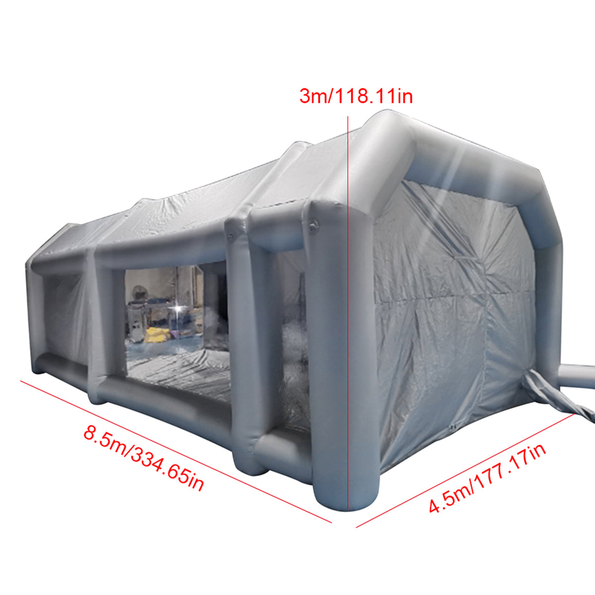 Portable Inflatable Spray Paint Booth Tent Car Workstation with Two Air Filter Nets 28 * 15 * 10Ft D5659