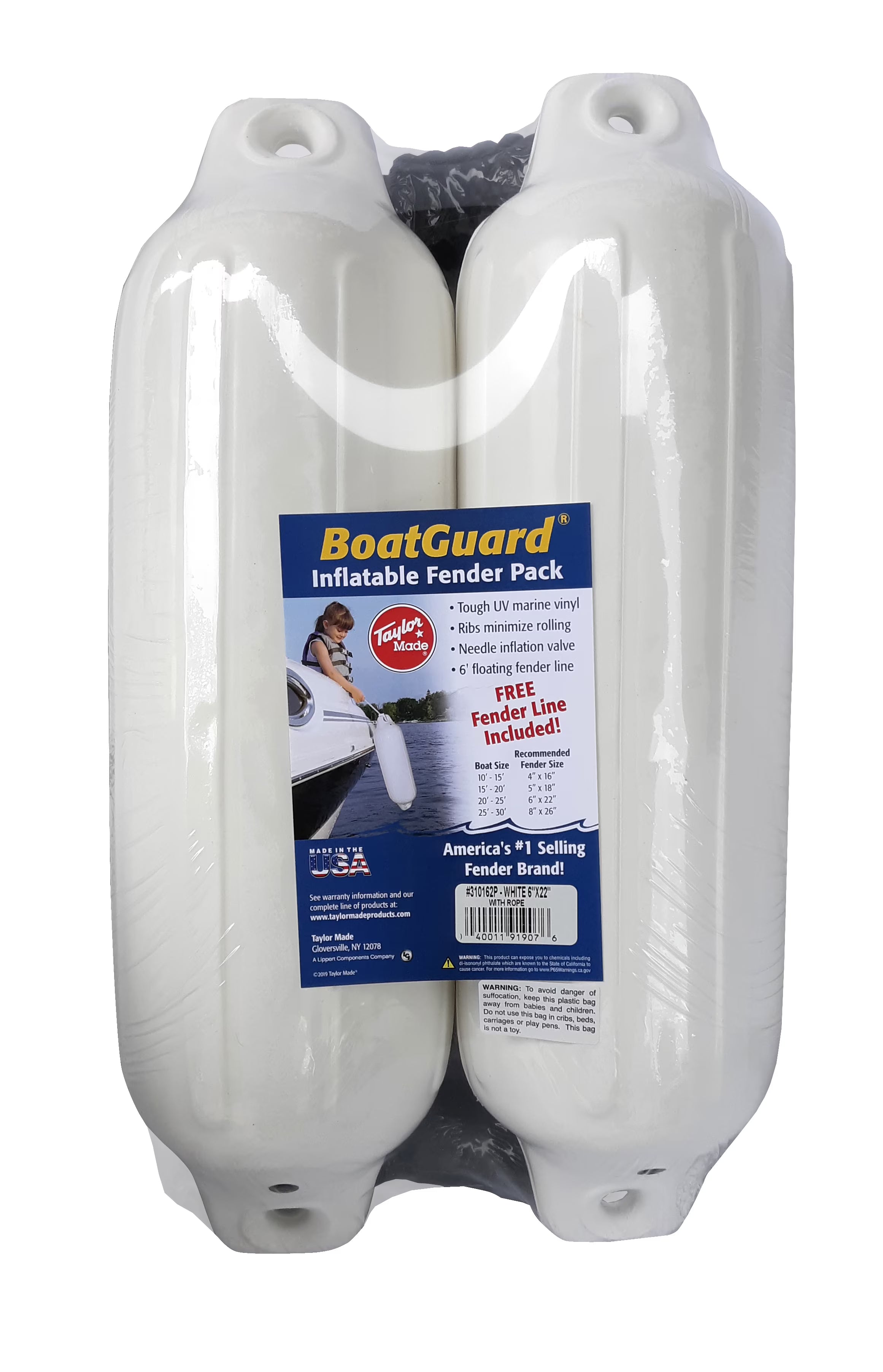 2 Pack Boat Fenders with Fender Line A14480