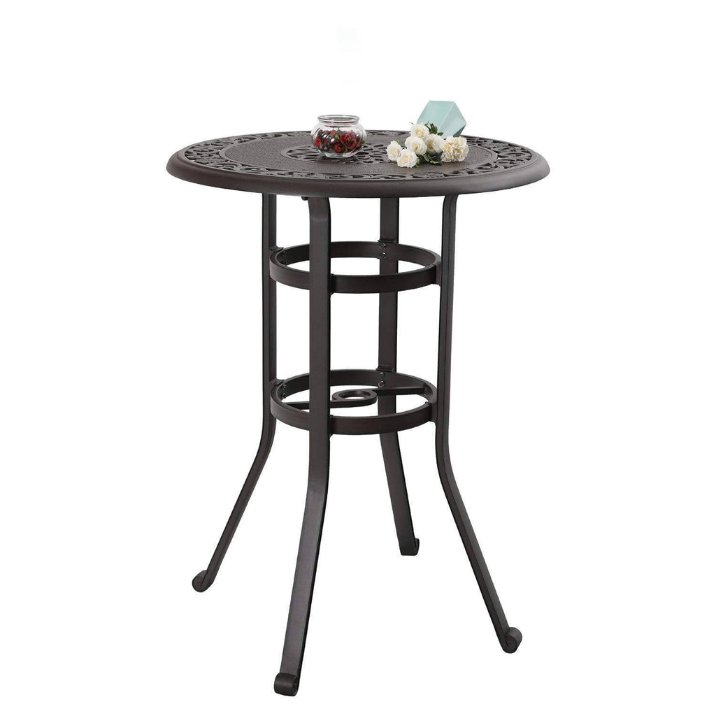 Cast Aluminum Pub Height Outdoor Swivel Bar Bistro Set 1 Table C350807