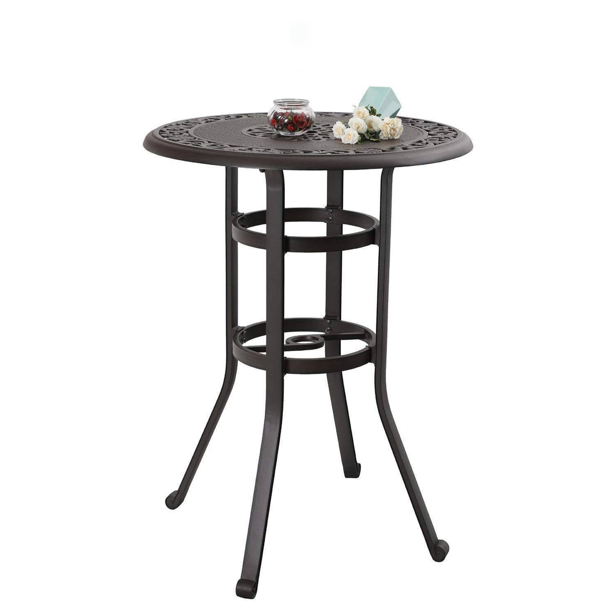 Cast Aluminum Pub Height Outdoor Swivel Bar Bistro Set 1 Table C350807