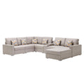 Beige Fabric Reversible Sectional with Charging Port and Storage Console O1857
