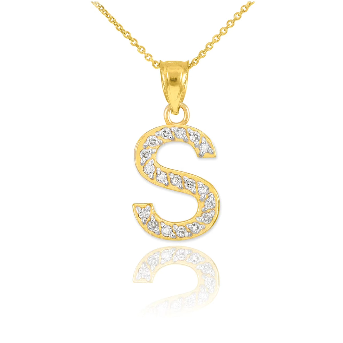 14K Diamond Initial Pendant Necklace with 18" Chain X19203