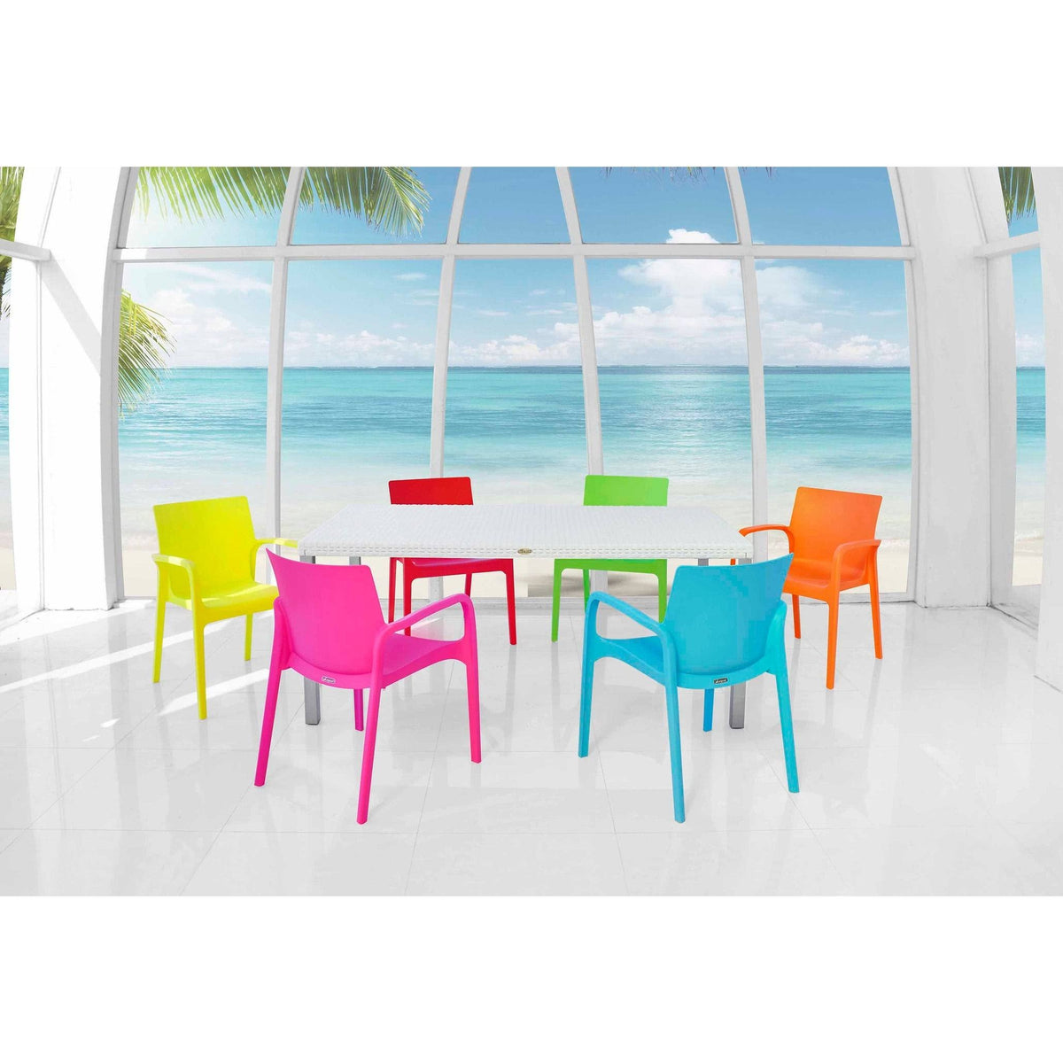Green Stackable Dining Armchair, Set of 2 J237465