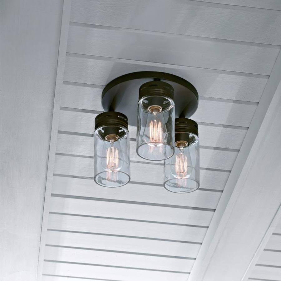 Aged Bronze Incandescent Flush Mount Light D196