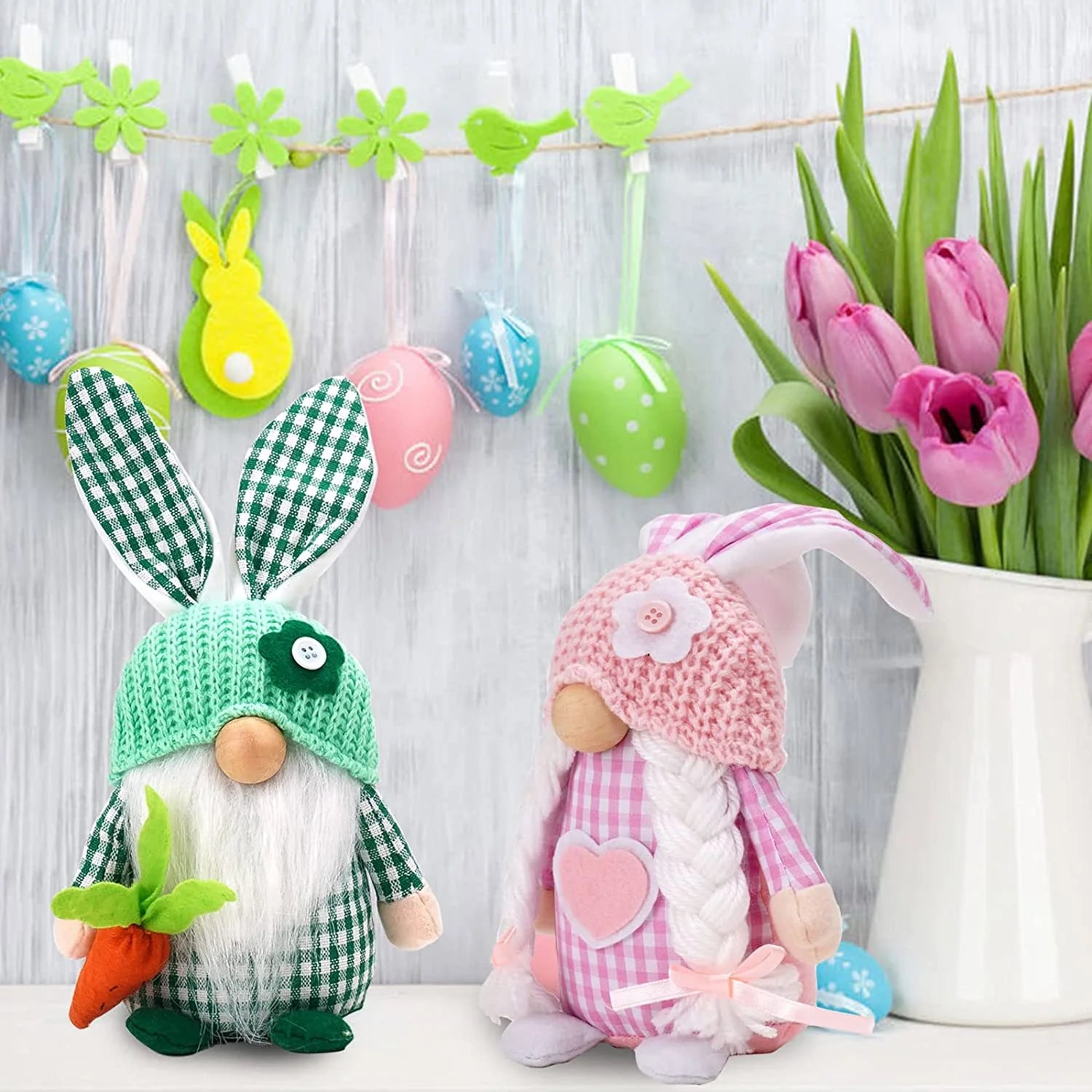 Easter Gnomes Decorations, 2 Pack Plush Gnome House Decor W646647