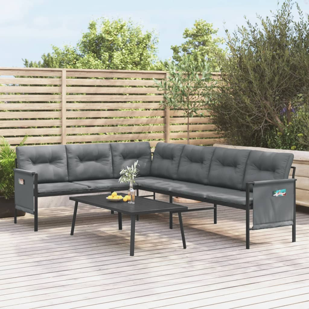 Anthracite Steel and Textilene Patio Corner Sofa T928