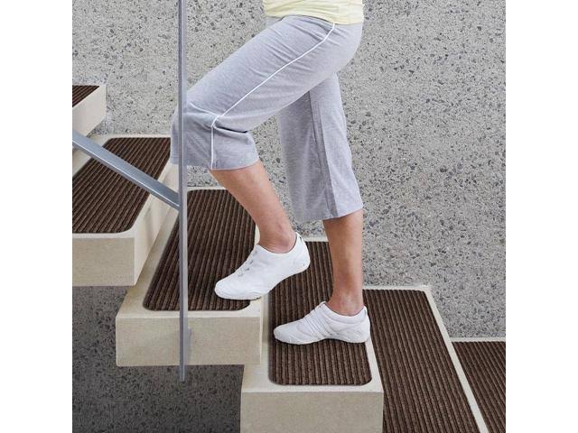Set of 15 Skid-Resistant Carpet Stair Treads Bittersweet Brown 8 Inches x 23.5 Inches L2017