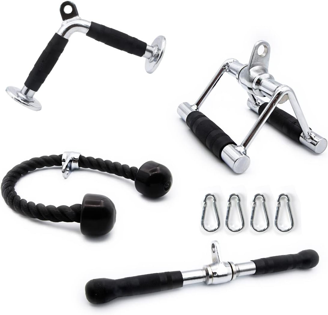 Cable Machine Attachments with V Bar, Tricep Rope, Double D Handle, Rotating Straight Bar Y87258