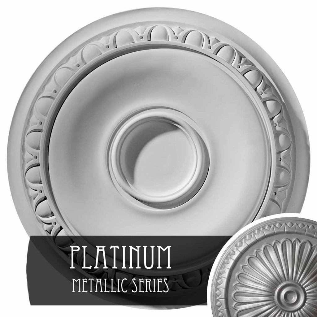 24 1/4x22OD x 1 1/2x22P Hand-Painted Platinum Ceiling Medallion A300