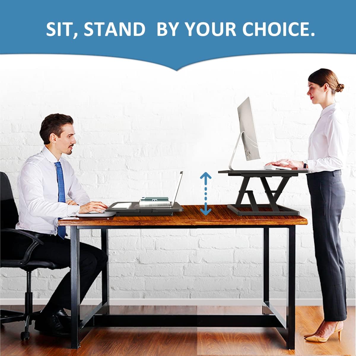 Compact Standing Desk Converter with Handle E5164