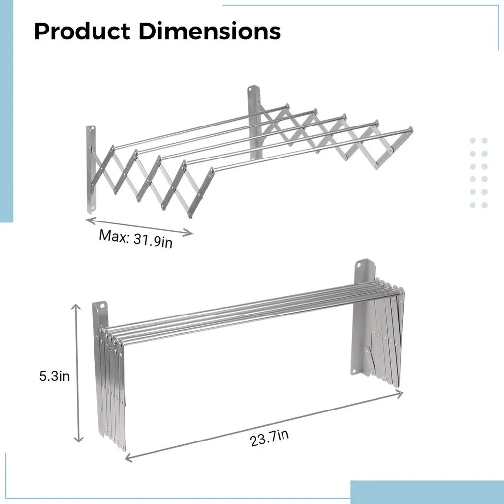 Wall Mounted Extendable Stainless Steel Clothes Drying Rack V2847