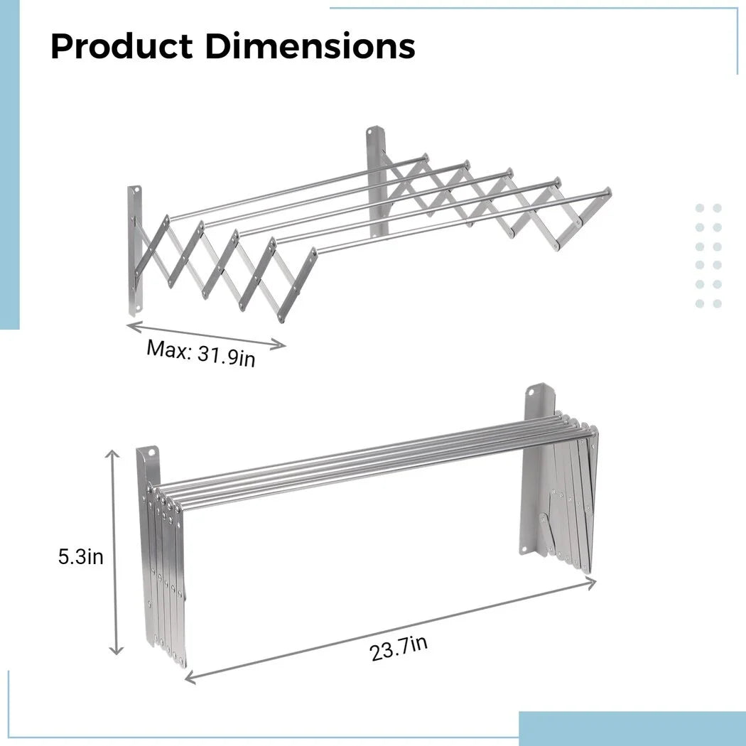 Wall Mounted Extendable Stainless Steel Clothes Drying Rack V2847