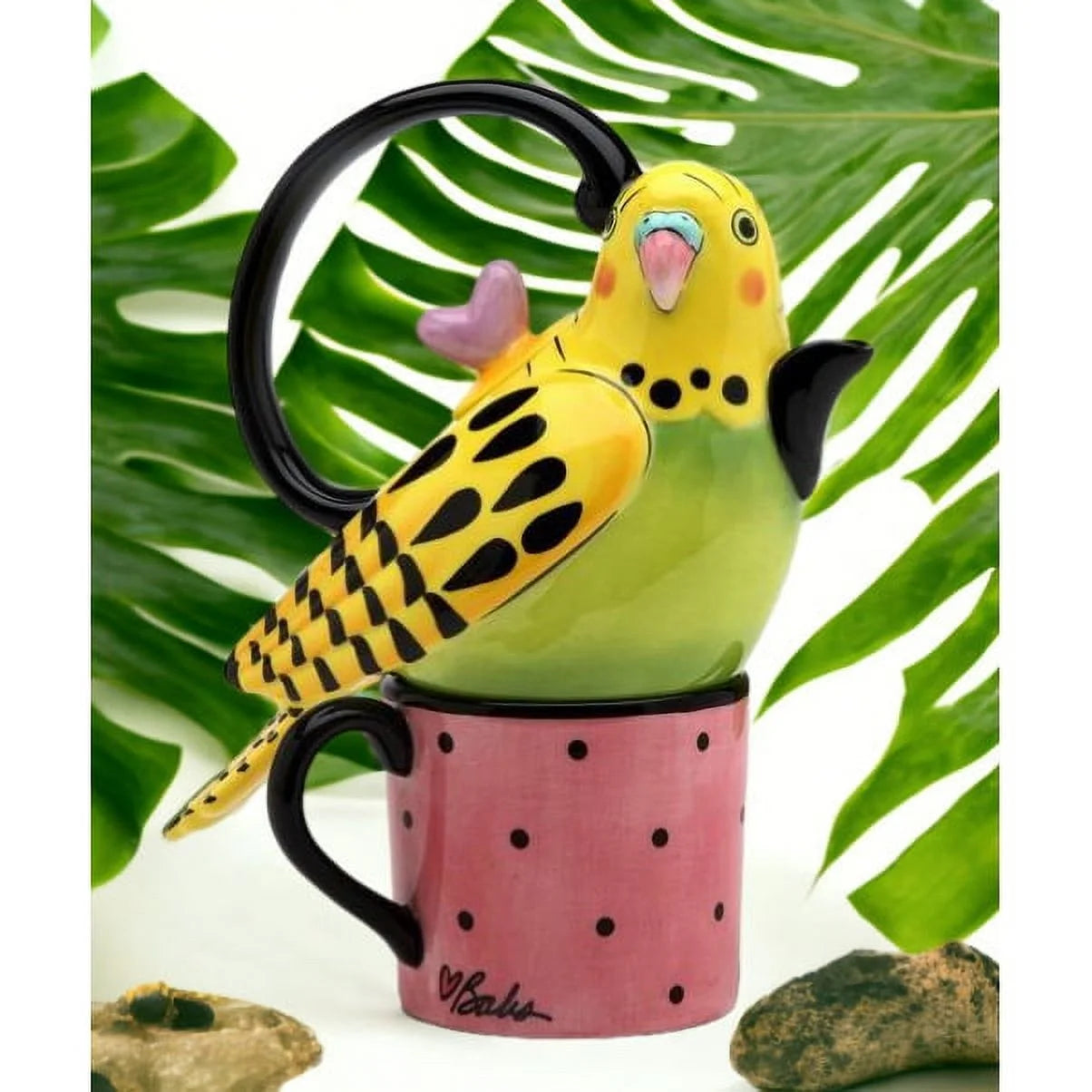 Ceramic Yellow Parakeet Bird Tea For One A2863