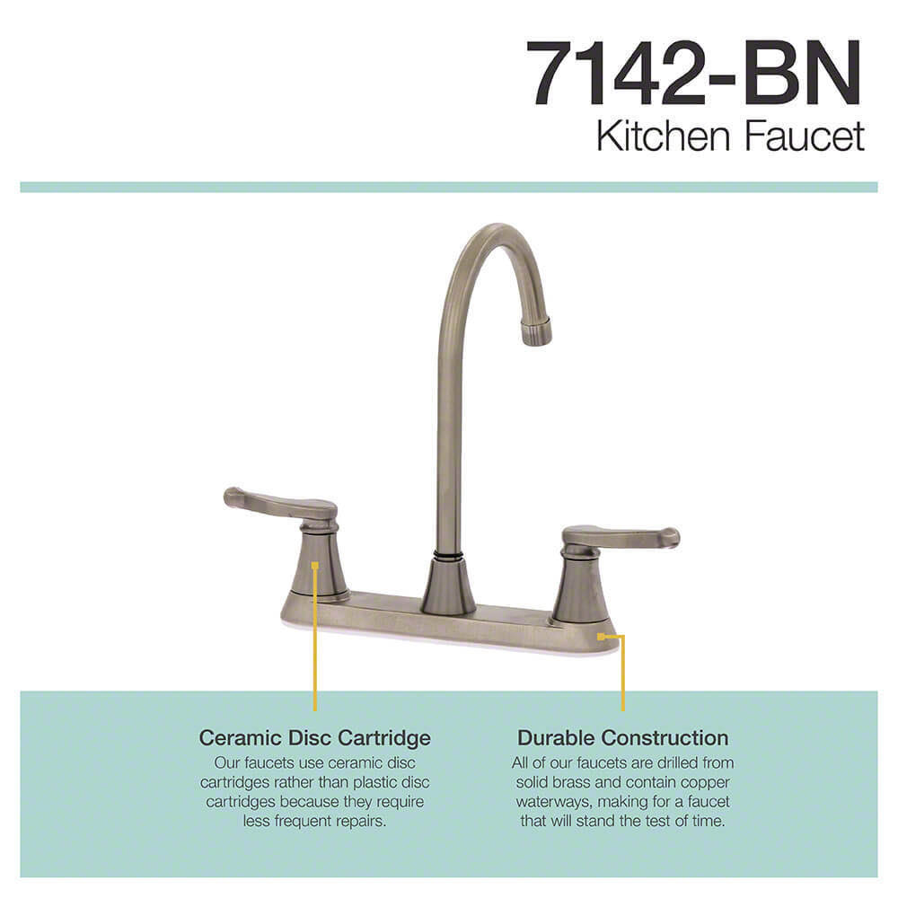 Brushed Nickel Double Handle Kitchen Faucet A3997