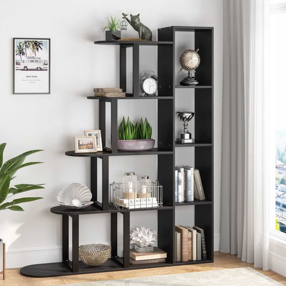 5-Tier Black Corner Ladder Shelf K352