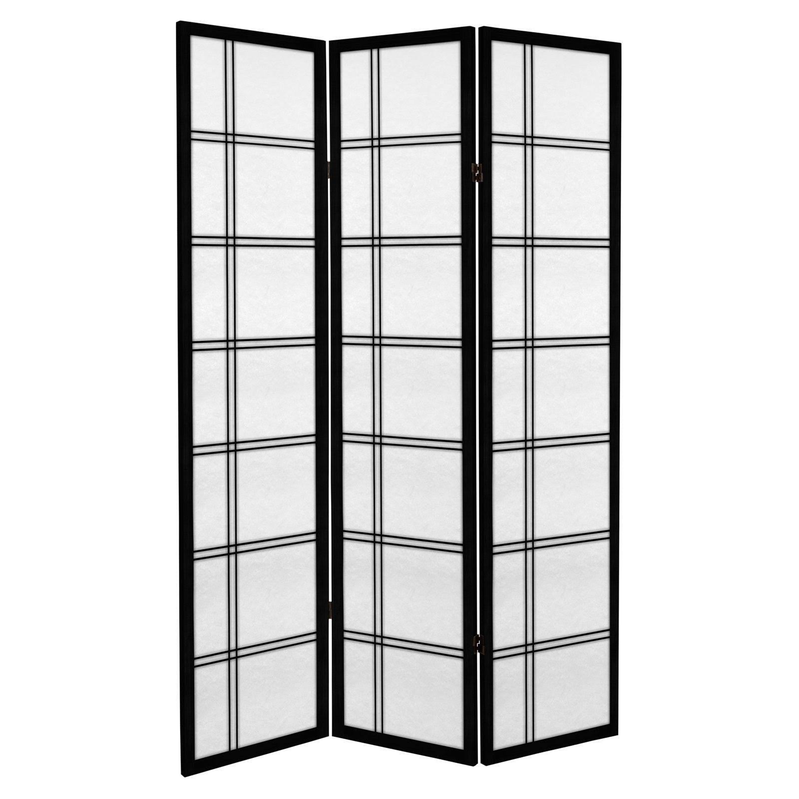 Black 4 Panel Canvas Room Divider S55222