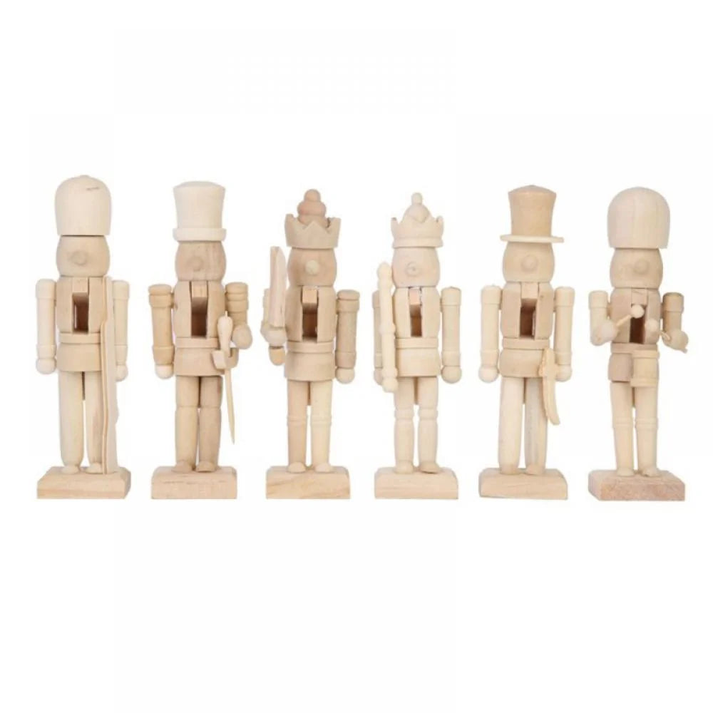Unfinished Wood Nutcracker Ornaments 6 Pcs W618418