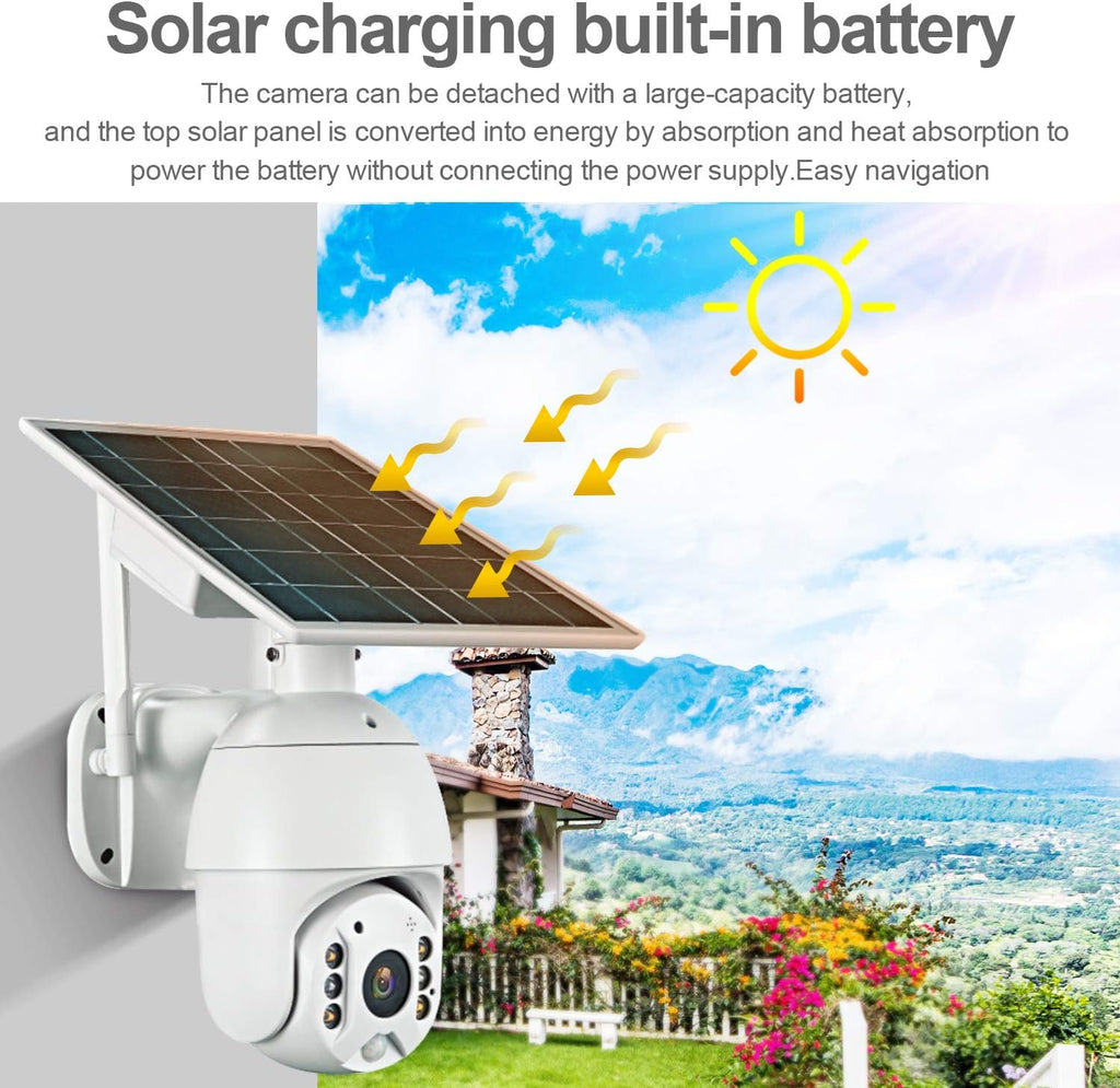 Wireless Solar Powered PTZ Security Camera with Rechargeable Battery Q5029