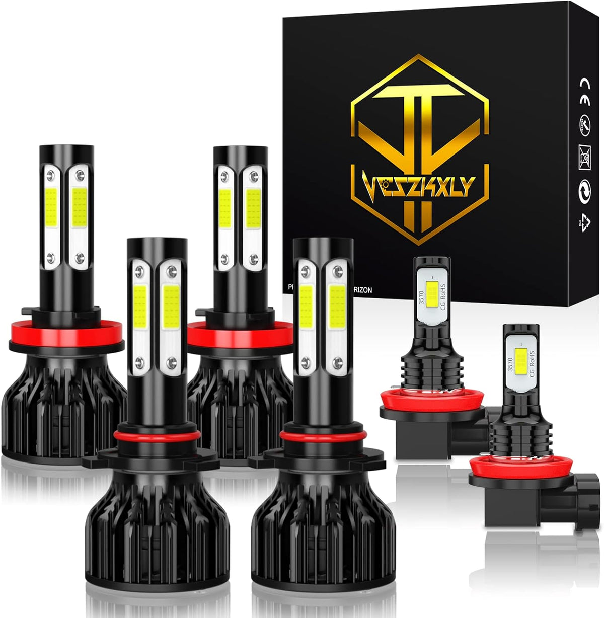 LED Headlight Bulbs Pack of 6 6500K T632405
