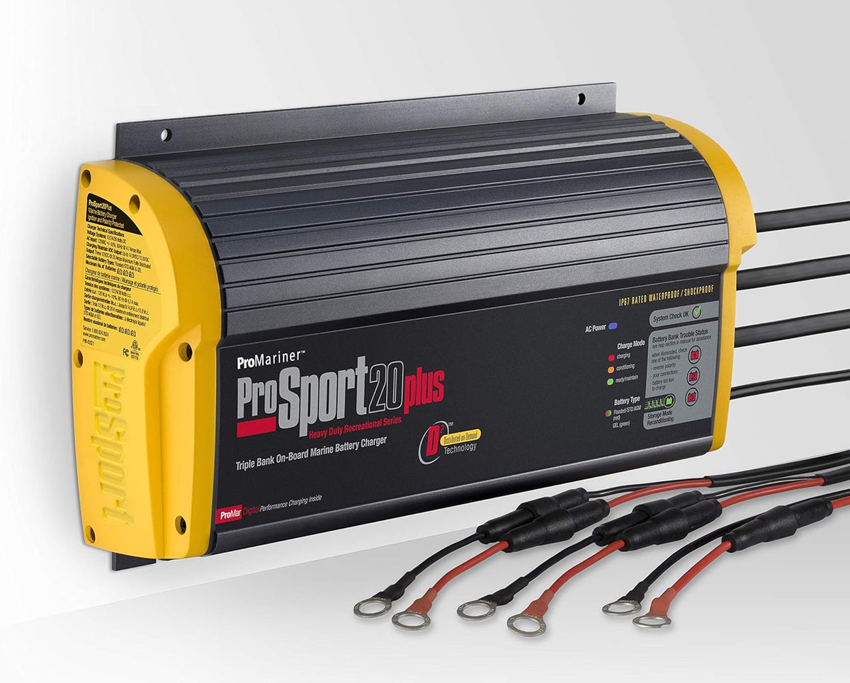 20 Amp 12/24 Volt 2 Bank Waterproof Marine Battery Charger D509788